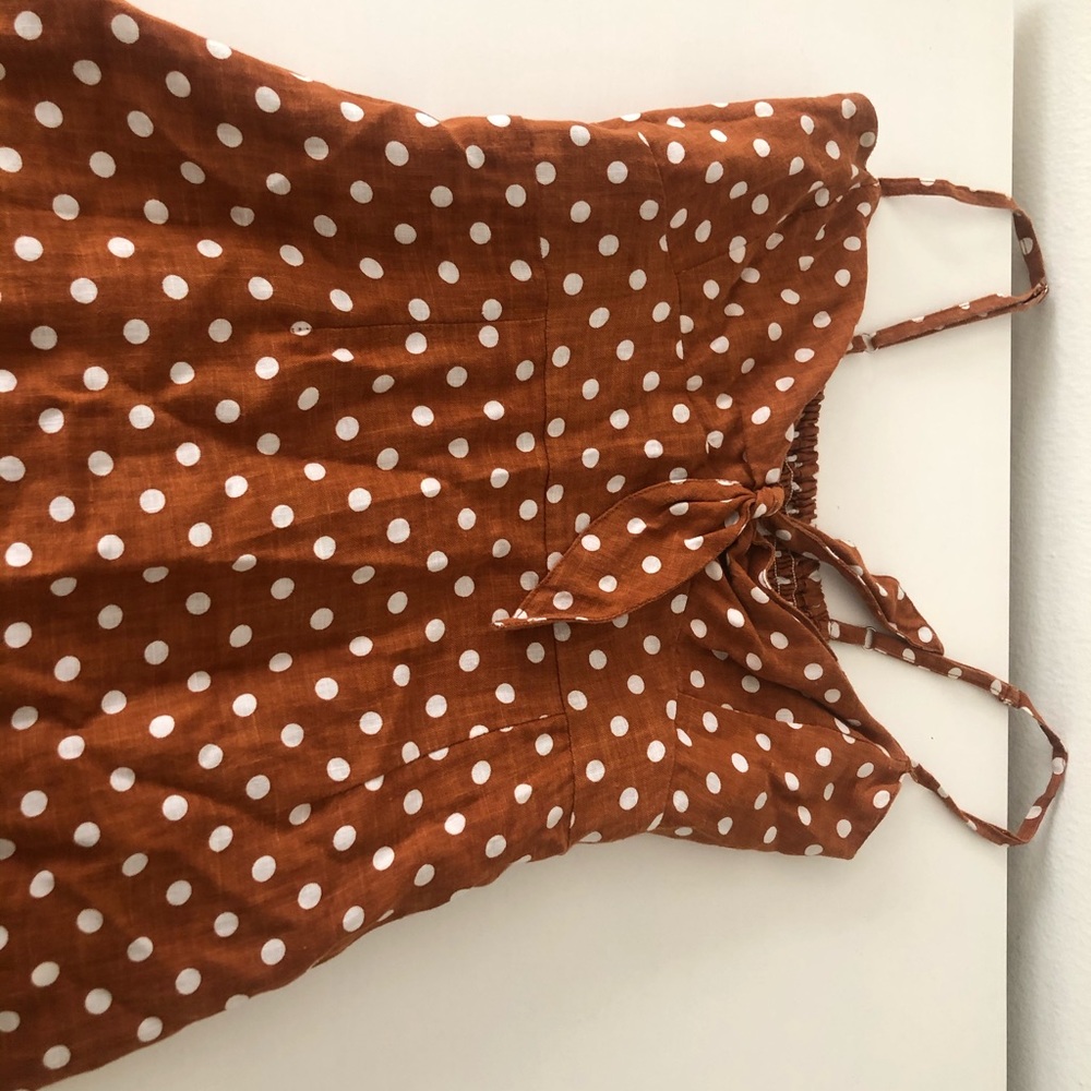 FAITHFULL polka dot bow front midi dress w slits